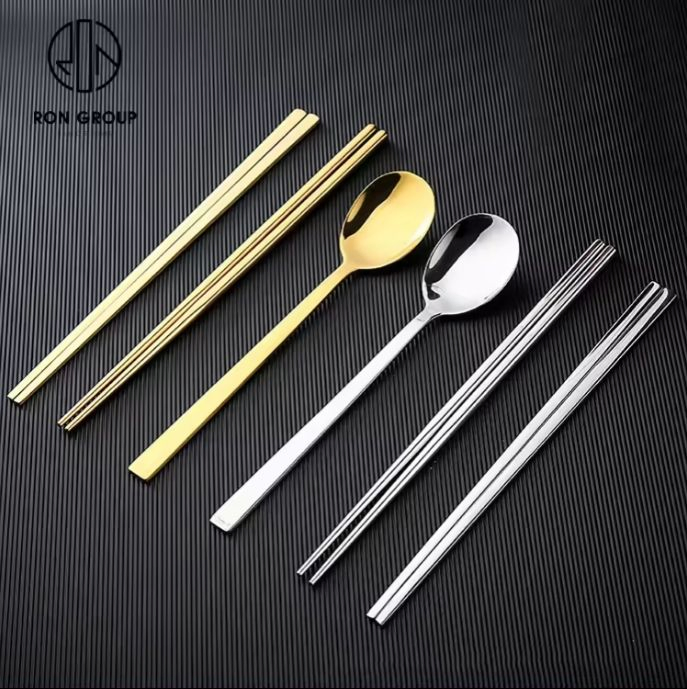 Wholesale Titanium Plated Gold Customized Stainless Steel Long Metal Chopsticks