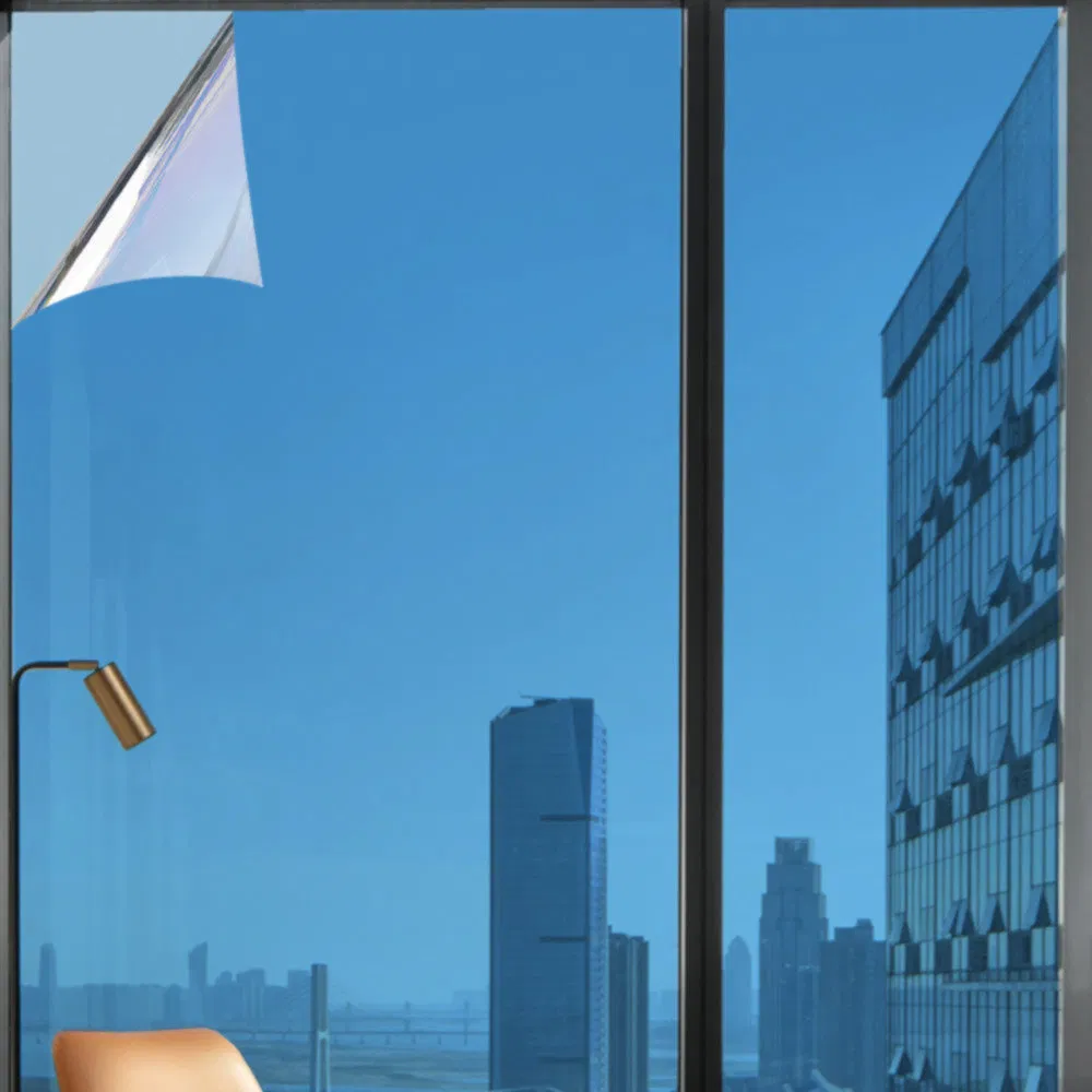 Premium Anti-Glare Blue Silver Insulation Glass Film for Bedrooms Pet Window Film