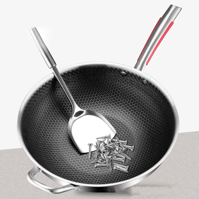 Сковорода-вок сотовое двойное дно для индукции и газа