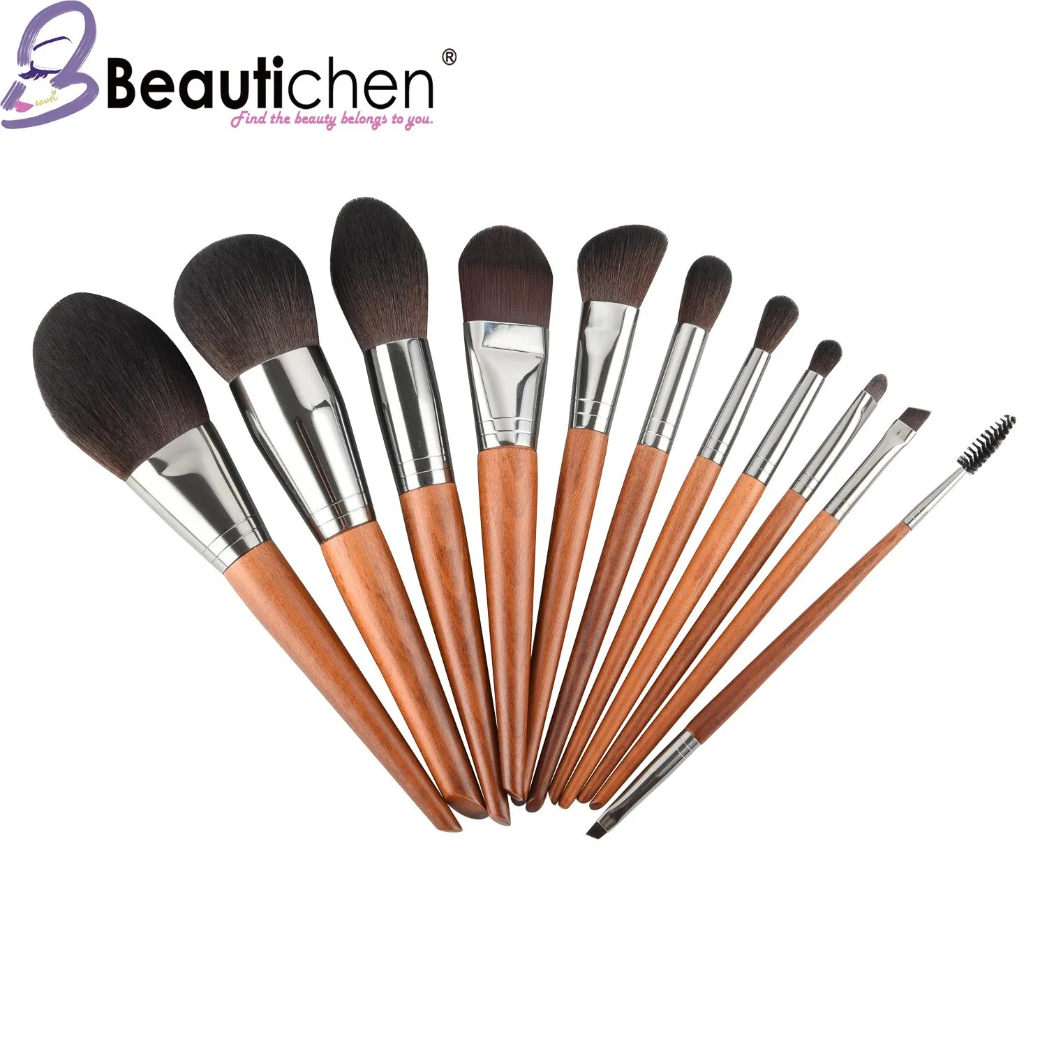 Beautichen 11 PCS Powder Makeup Brushes Set Wood Handle Professional Cosmetics Collection Brush Set