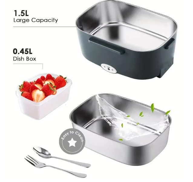 Portable Lightweight Leak Proof Microwave Stainless Steel Container Food Warmer Heater Electric Lunch Box