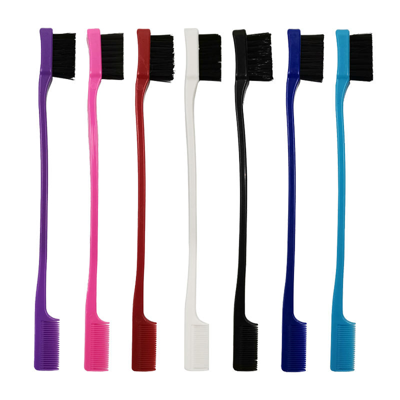 Wholesale Travel Contrrol Mini Double Side Eyebrow Natural Makeup Hair Edge Combs Set Private Label Edge Contrrol Brush