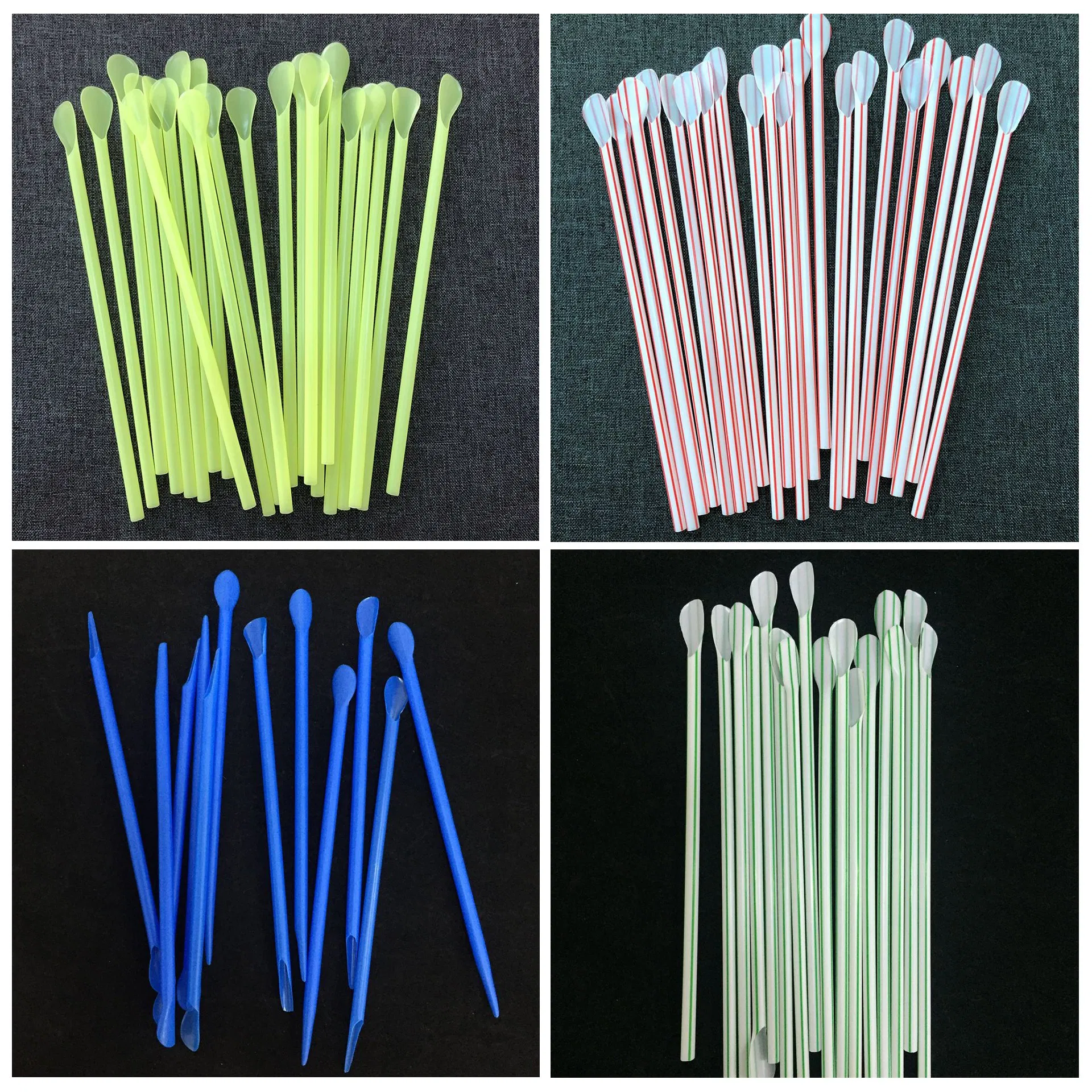 10" Plastic Green Spoon Straws for Milkshakes Shaved Ice and Kid′ S Party