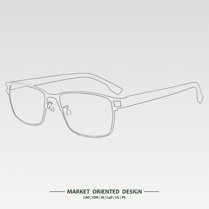 Hot Sales Cool Rectangle Optical Frame Metal Blue Light Quality Prescription Reading Glasses Online for Men