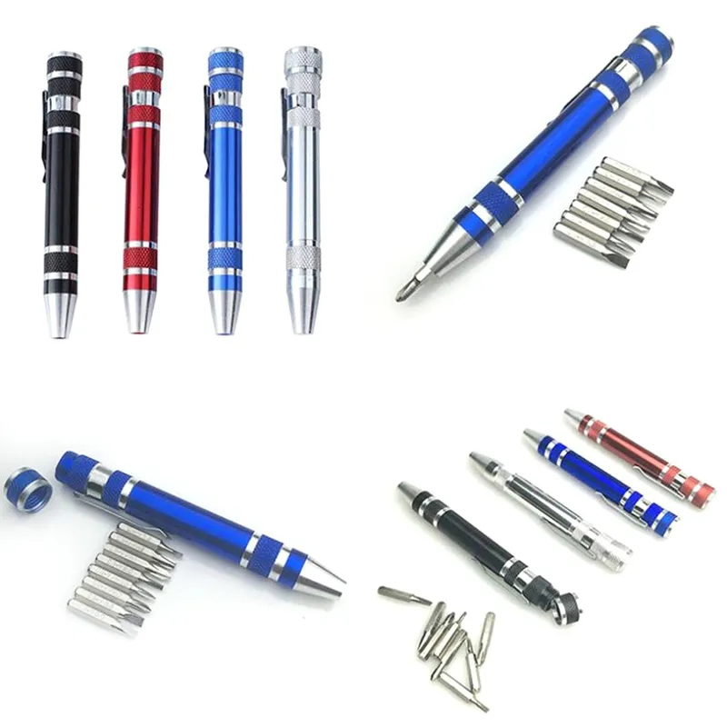Multifunction 8 in 1 Mini Aluminum Precision Pen Screw Driver Screwdriver Set Repair Tools Kit for Cell Phone Hand Tool Set