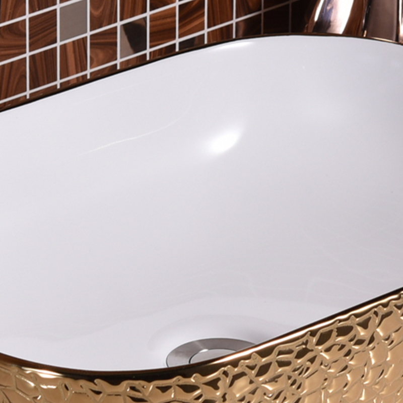 High Quality Golden Plating Color Bathroom Wash Sink Ceramic Sanitary Ware 402bwbj