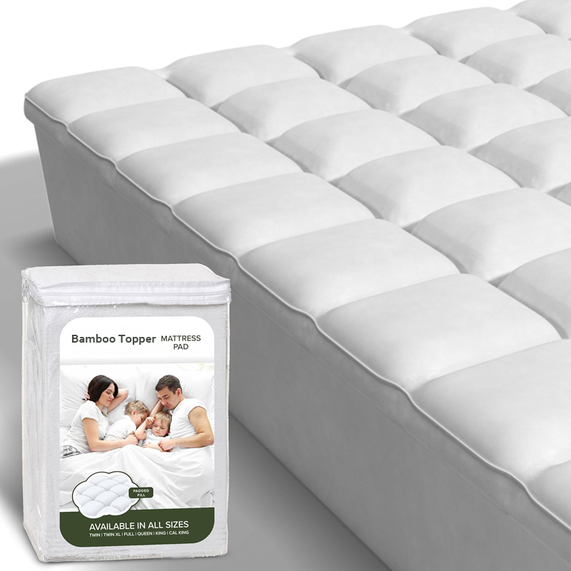 Bamboo Viscose Mattress Protector Fitted Mattress Topper for Bed Quilted Pillow Top