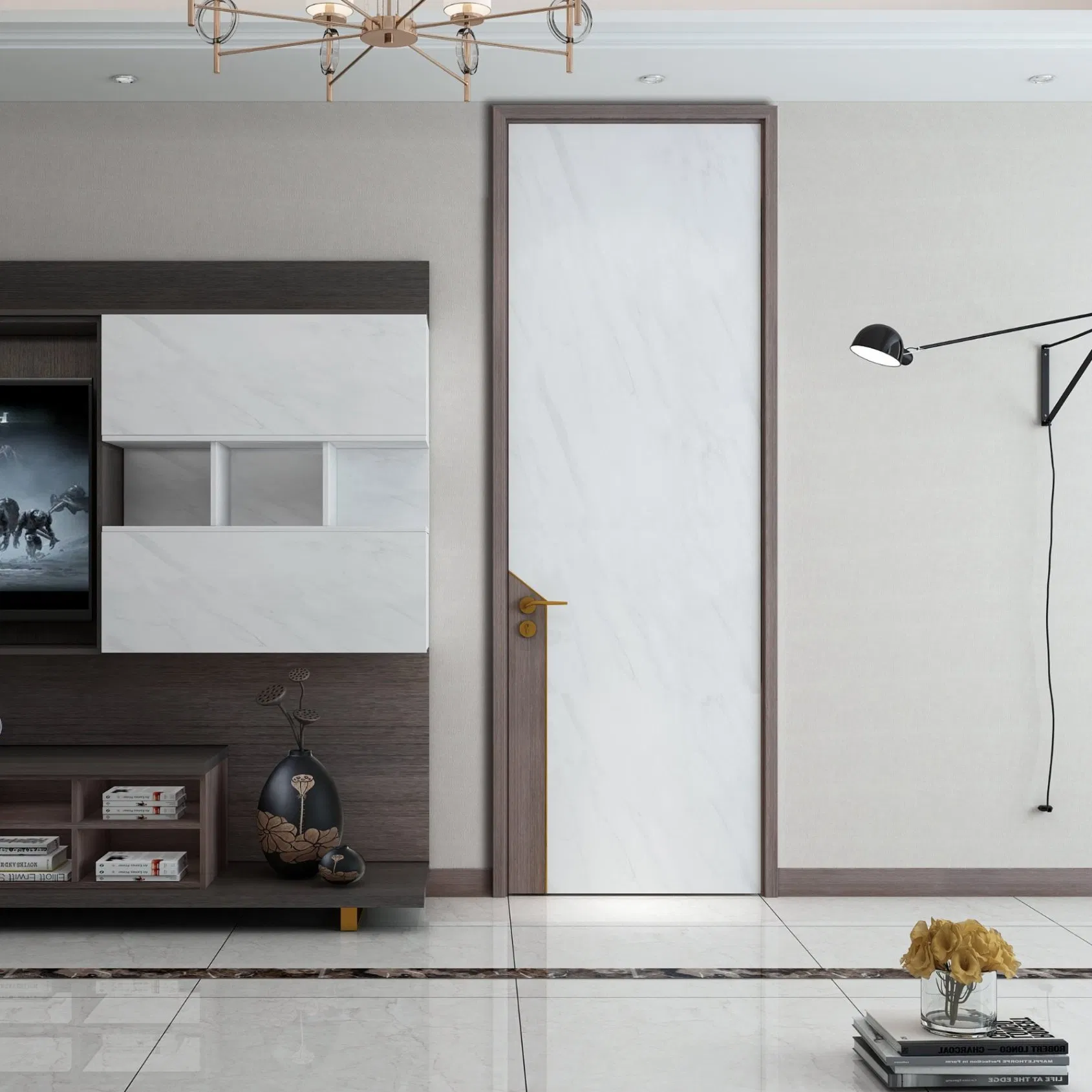 Fashion Series Urban Upstarts Safety Silding Main Sesign Solid Wood Plain Modern Single Bedroom Door with Wooden Plywood Panel Simple Design