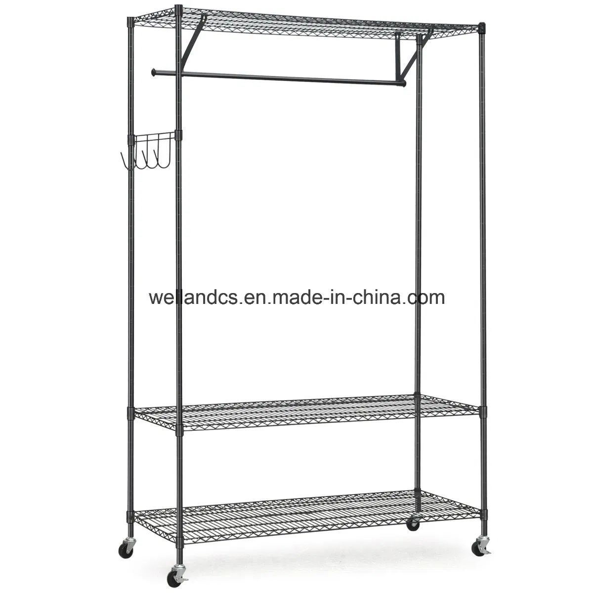 DIY 3 Tier Black Closet Garment Rack with Wheels