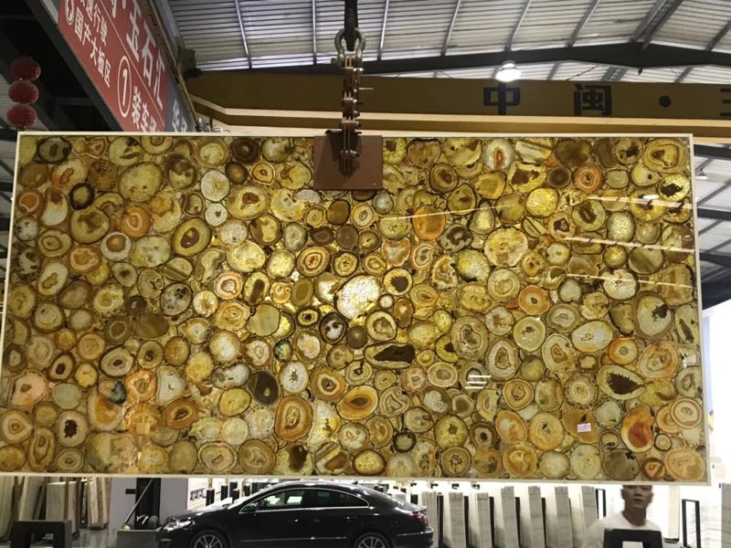Natural Stone  polished/honed/antique/Sandblasted Yellow Green agate for interiors/ indoor/ floor/wall decoration/background