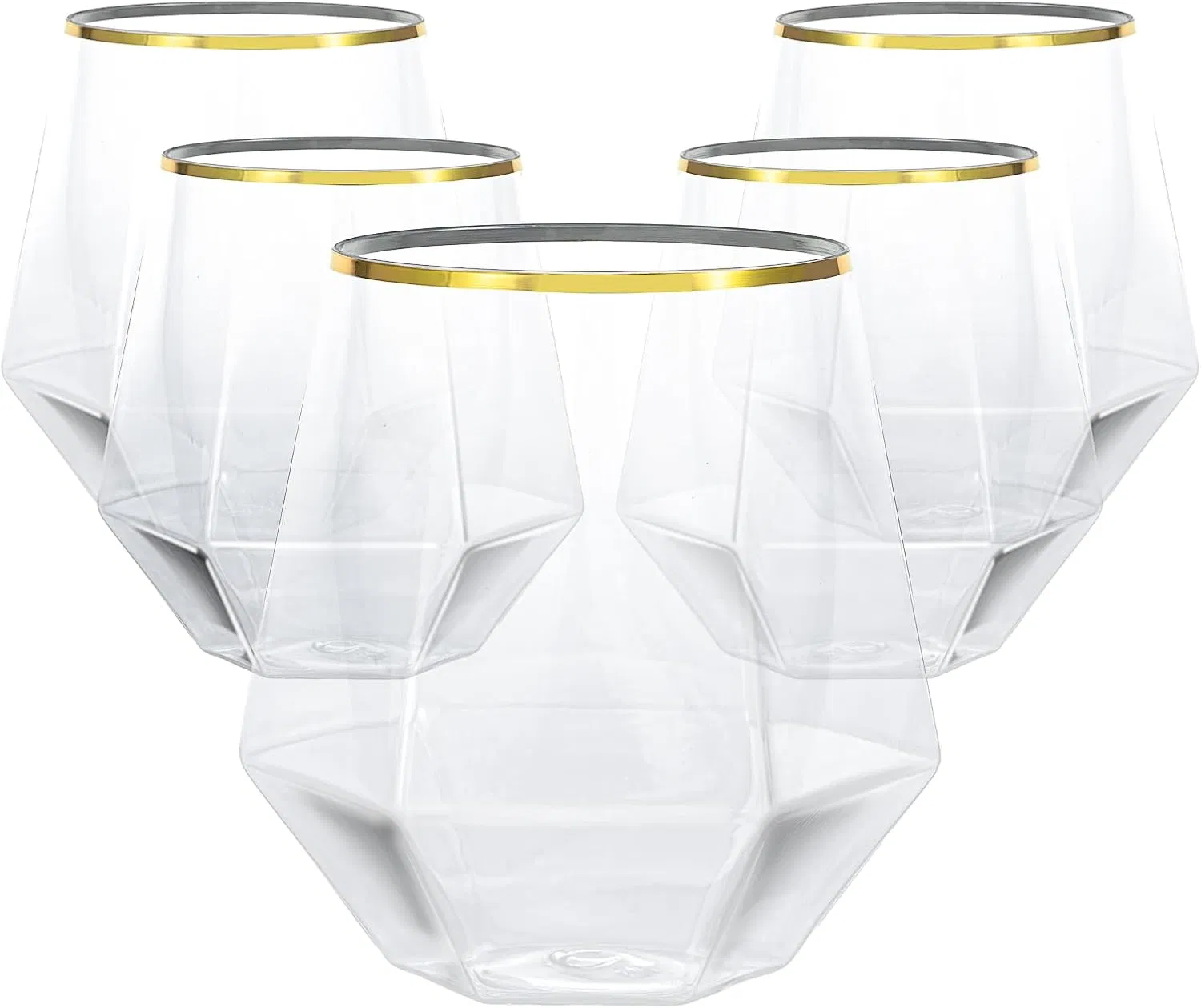 Plastic Stemless Wine Cocktail Whiskey Champagne Glasses 12 Oz Disposable Clear Unbreakable Cups