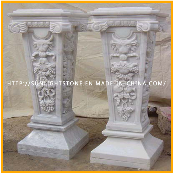 Round Polished Solid White Rosa Marble/Onyx Column/Pillar for Interior Decoration in Hotel
