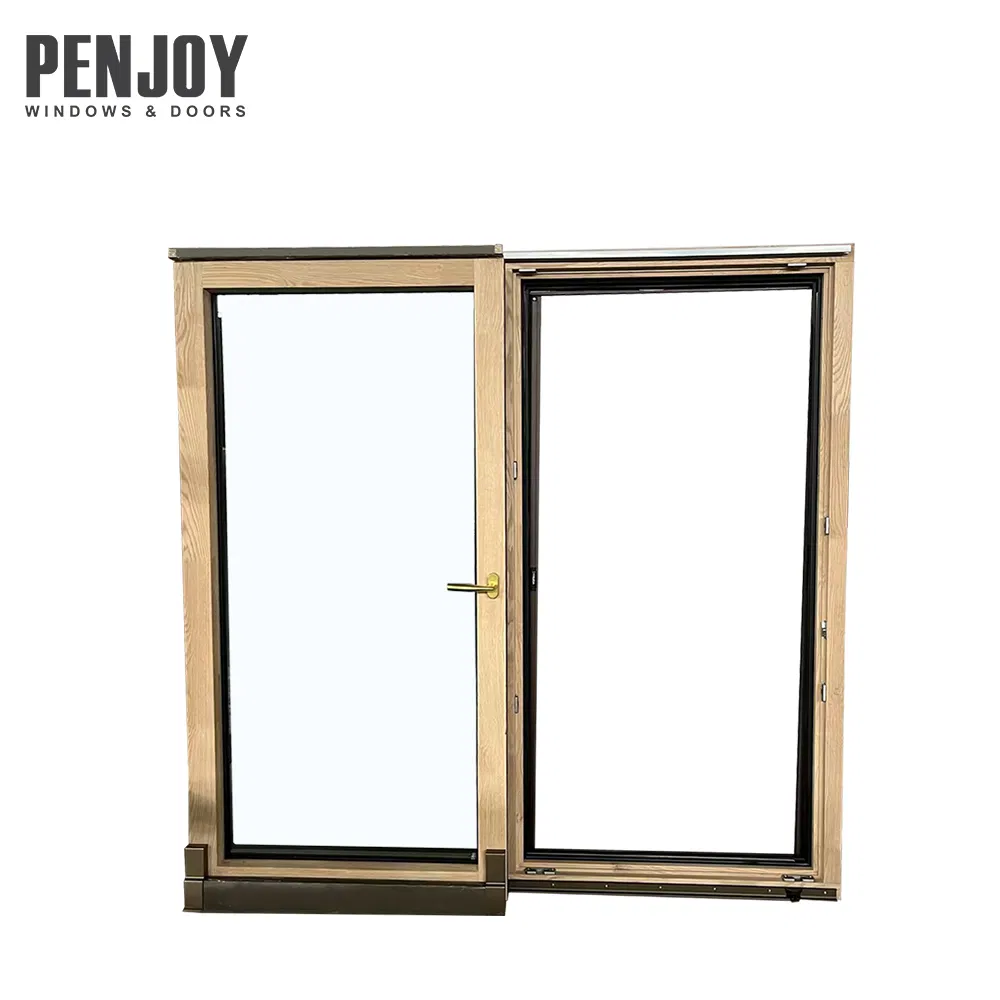 Penjoy New Design Timber Window Triple Pane Aluminum Wood Composite Frame Tilt and Sliding Window