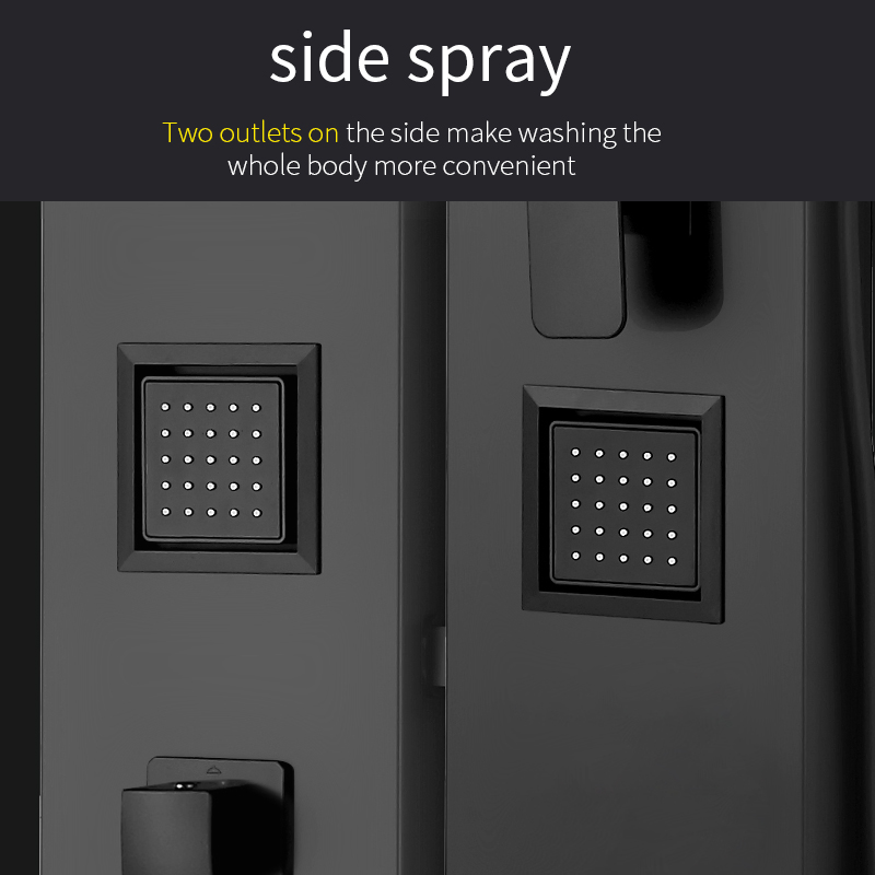 Tiema Shower Panel Aluminum in Black Luxury Thermostatic Shower Column