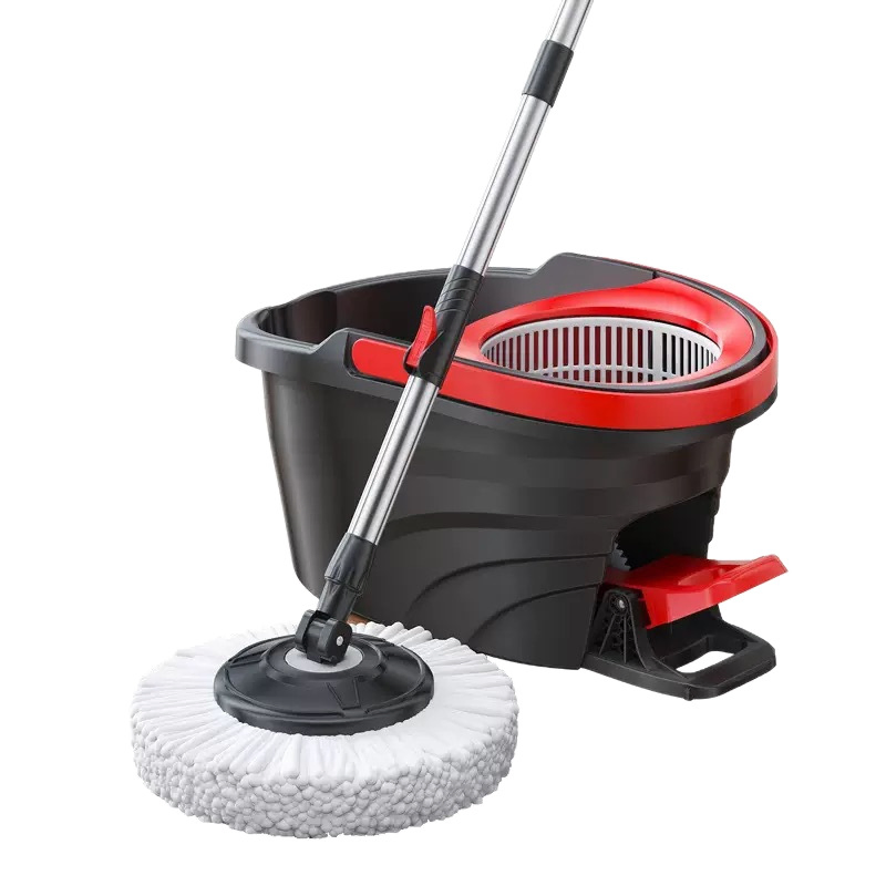 Foot Pedal Spin Mop with Dual Buckets and Wringer System