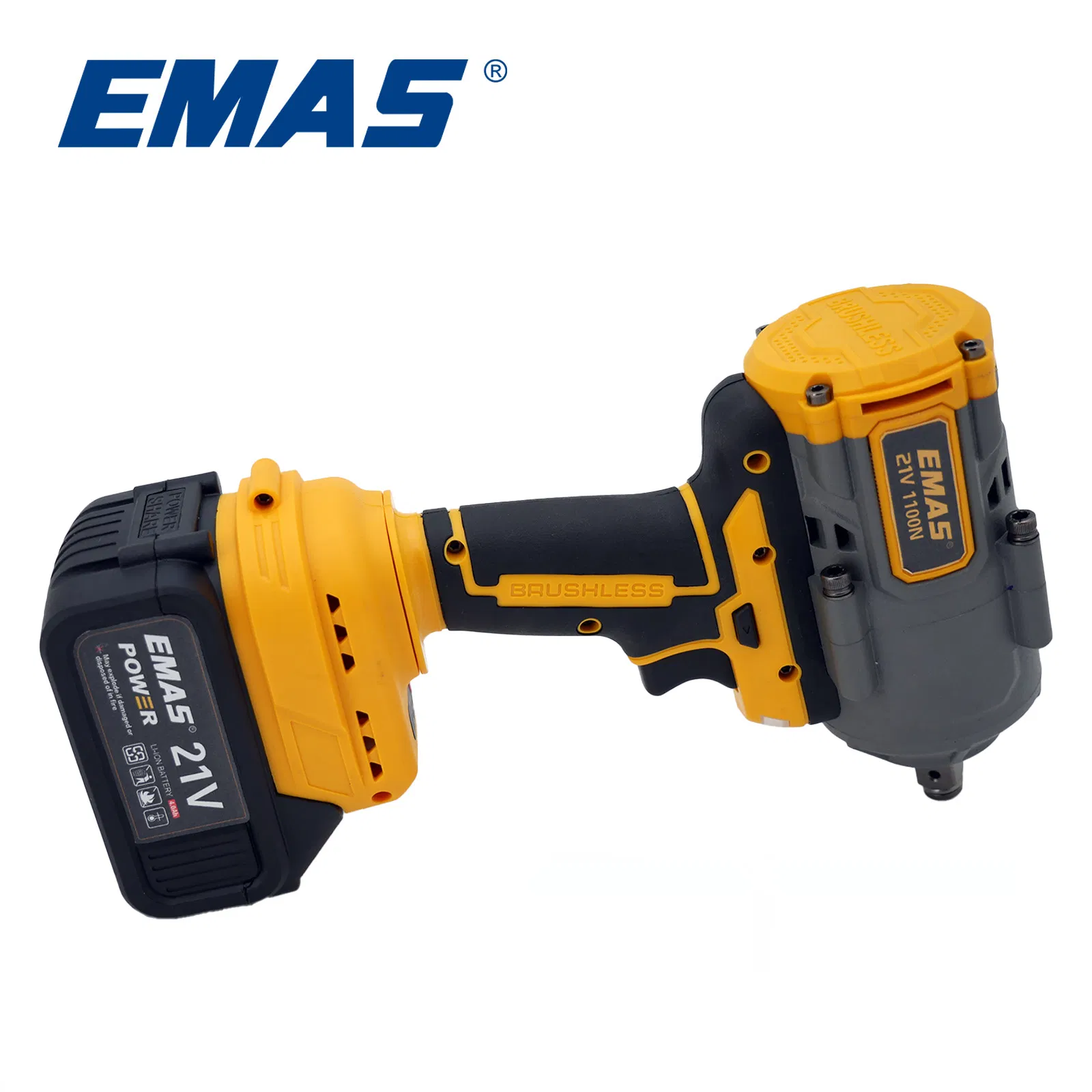Emas 21V 1100nm Lithium Battery Impact Wrench Em-W013, Cordless Electric Impact Wrench with Brushless Motor (2 PCS Battery and 1 PC Charger)
