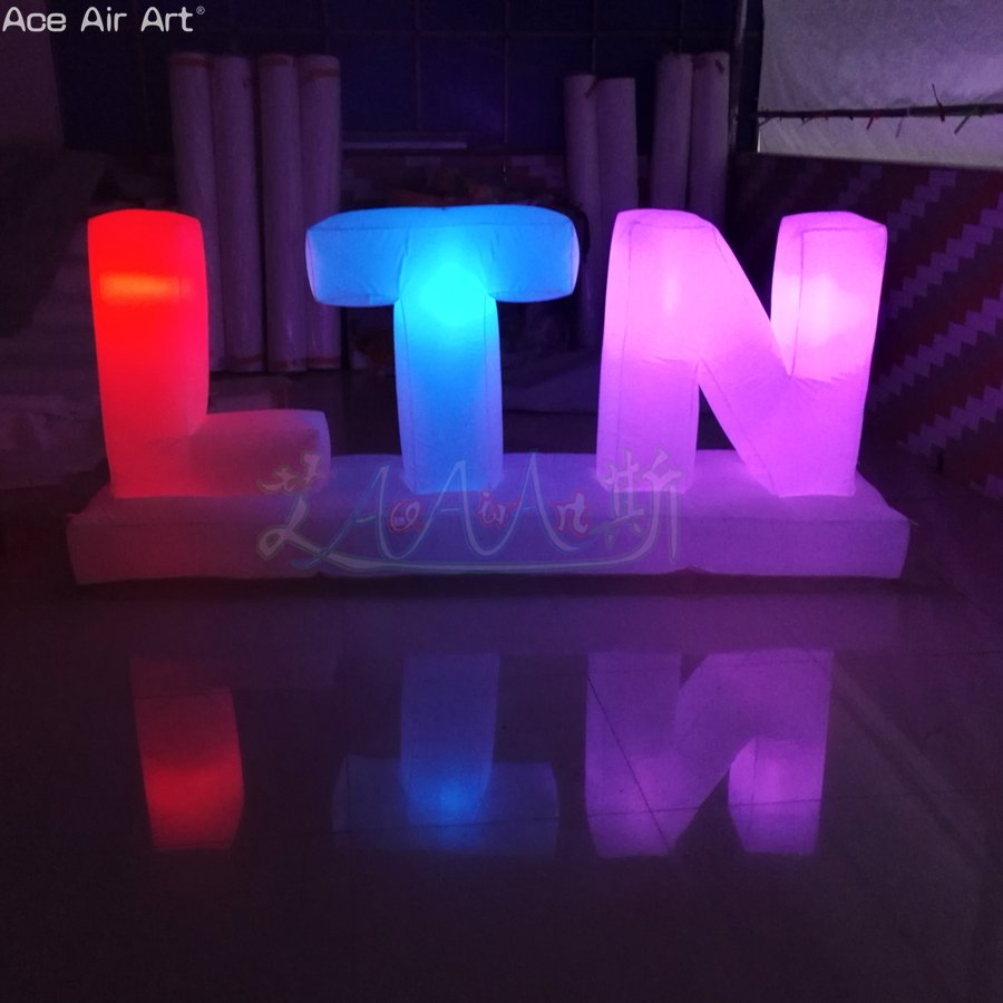 Custom Inflatable Letters Decorations with Colored Lights, Standing and Hanging Style for Indoor Parties.