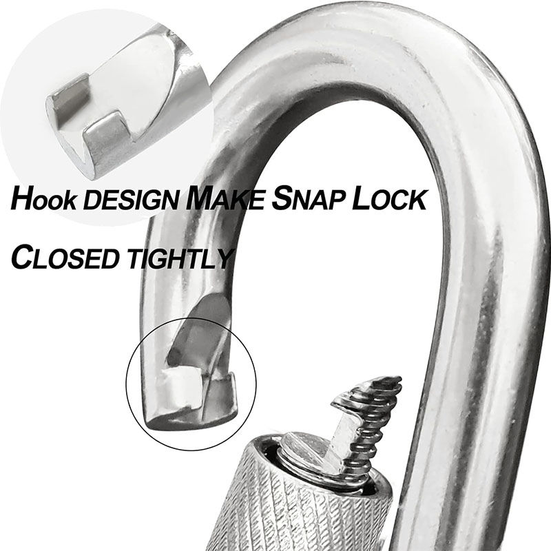 304/316 Stainless Steel M4 M5 M6 M7 M8 M9 M10 M11 M12 M13 M14 Carbine Carabiner Snap Hook with Lock Nut