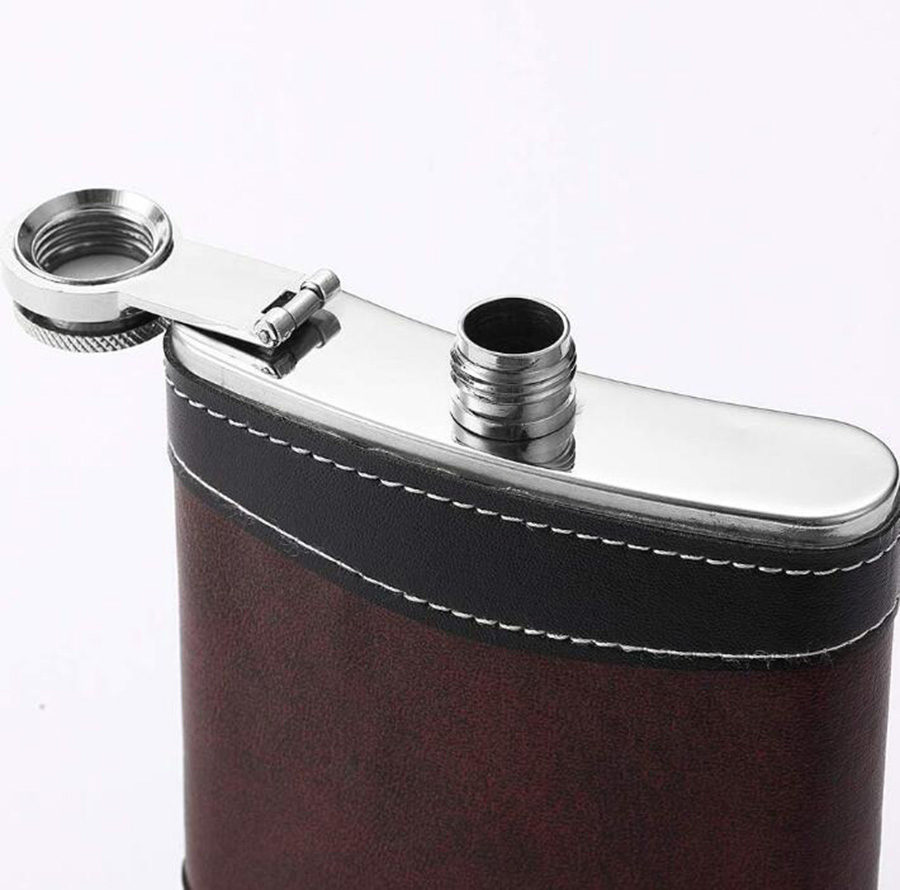 1 Pack 8 Oz Soft Touch Leather Wrap Hip Flask for Liquor