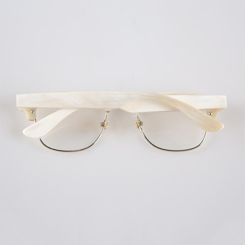 White Horn Half Frame Sunglasses Myopia Optical Glasses Framebone Buffalo Horn Optical Frames for Man