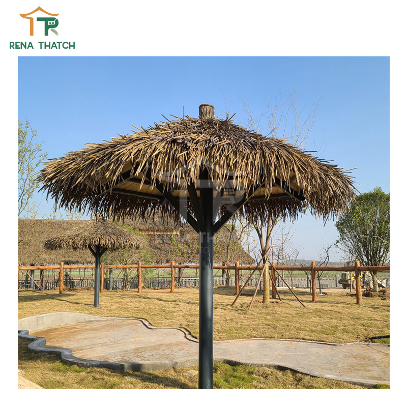 Popular Tropical Area Use Plastic Palm Thatch Roof Bali Hut Roofing Thatched Roof Gazebo