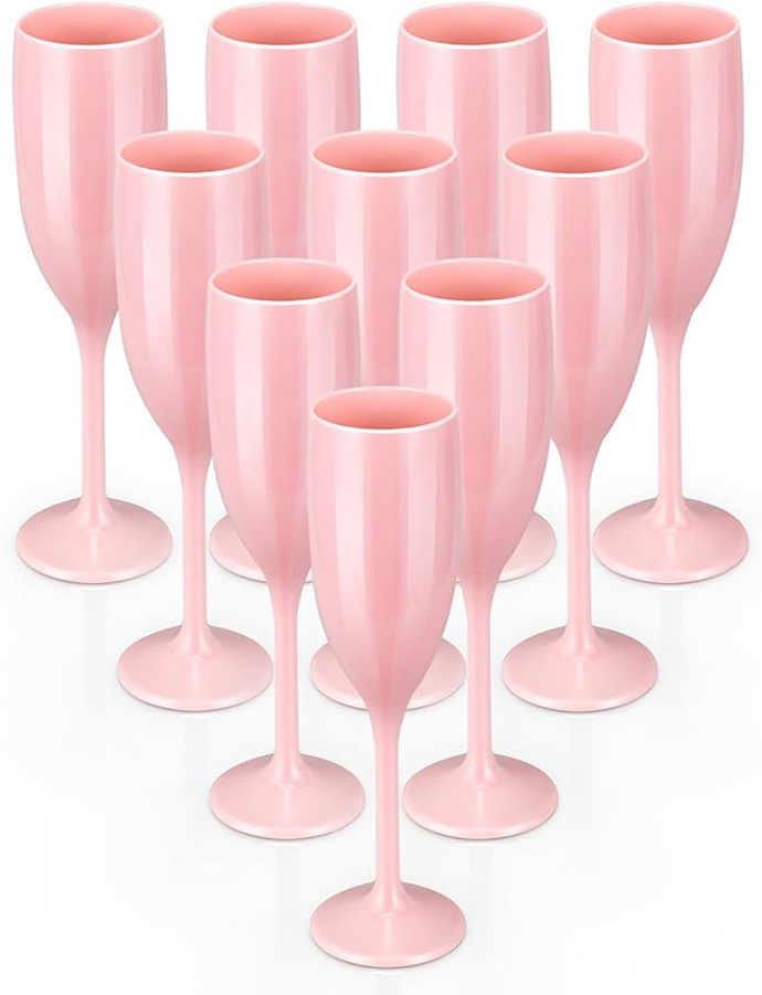 Wholesale Custom Hotel Party Drinking Glasses Food Grade Plastic Clear Transparent Champagne Glass Flutes