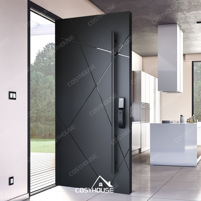 Luxury Oversized Aluminum Metal Front Pivot Joint Door Heavy Duty Large Pivot Security Door Contemporary Pivot Modern Entry Door