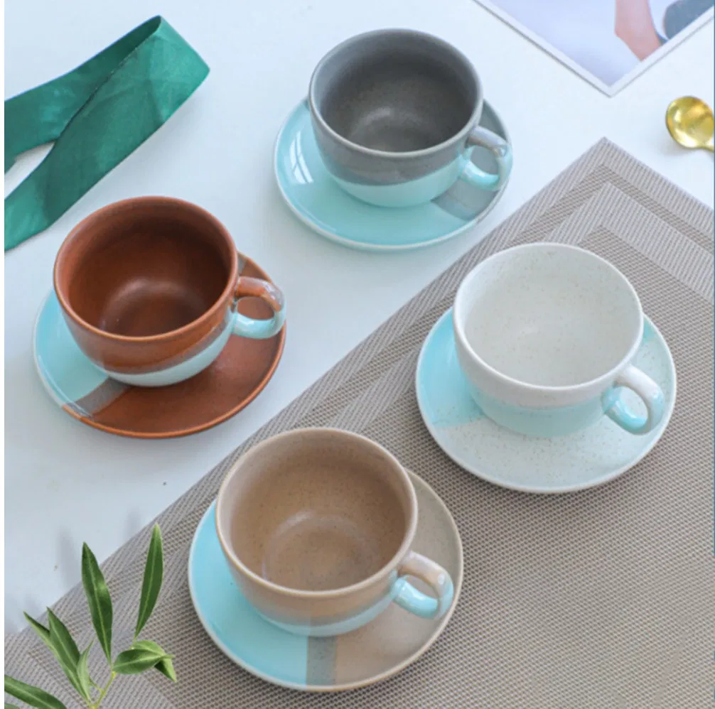 New Material Unique Coffee Cup with Coaster Ceramic Mug for Gift