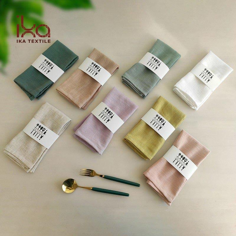 White Blue Black Green Color Hotel Living Room Home Fabric Wedding Decoration Party Natural Personalized Custom Dinner Printed Cotton Linen Napkins