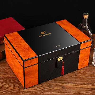 Piano Paint Cedar Wood Premium Humidor Large-Capacity Double-Layer Cigar Box