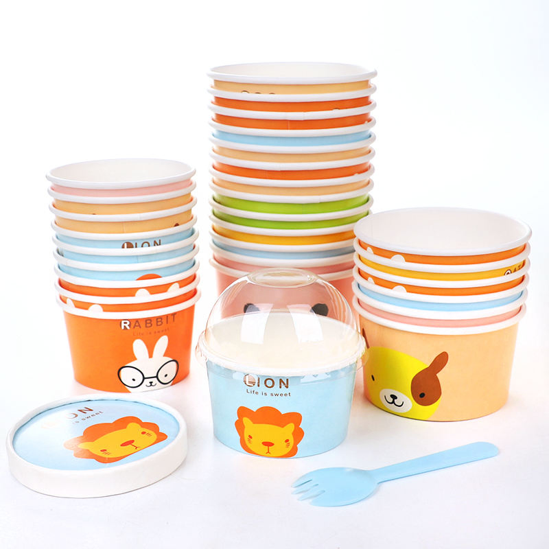 Cold Ice Cream Yogurt Paper Cups with Double PE Coating Lining