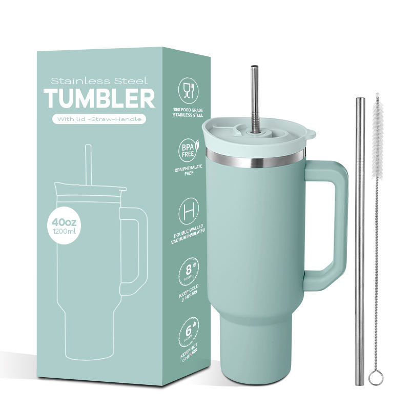 40oz Everich Hot Selling Double Wall Stainless Steel Morden Style Insulated Cup Travel Coffee Tumbler with Lid and Handle