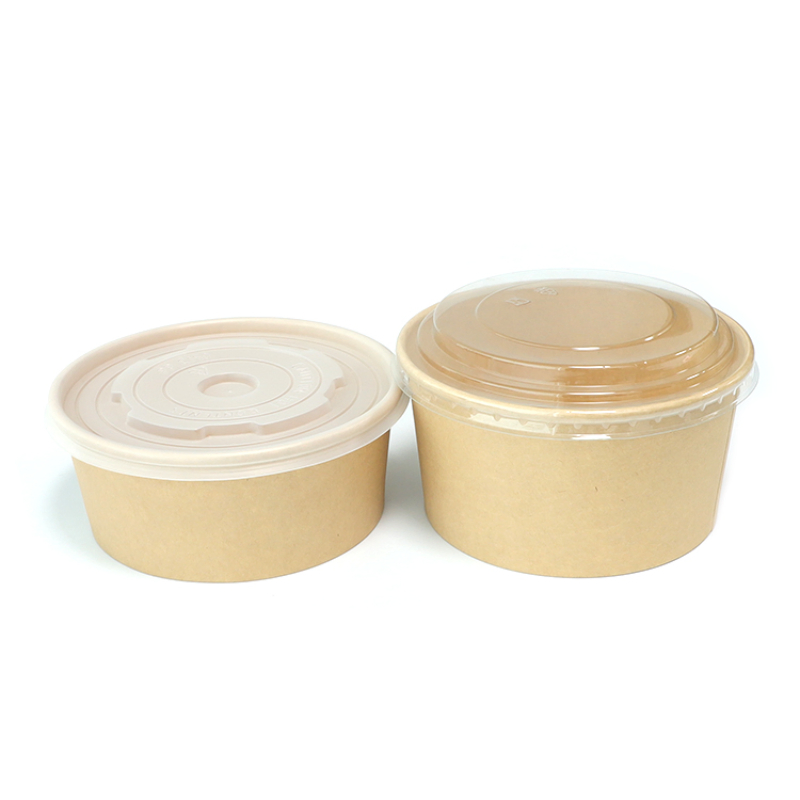 Single Wall Disposable PE Coated Food Grade Kraft Paper Salad Bowls