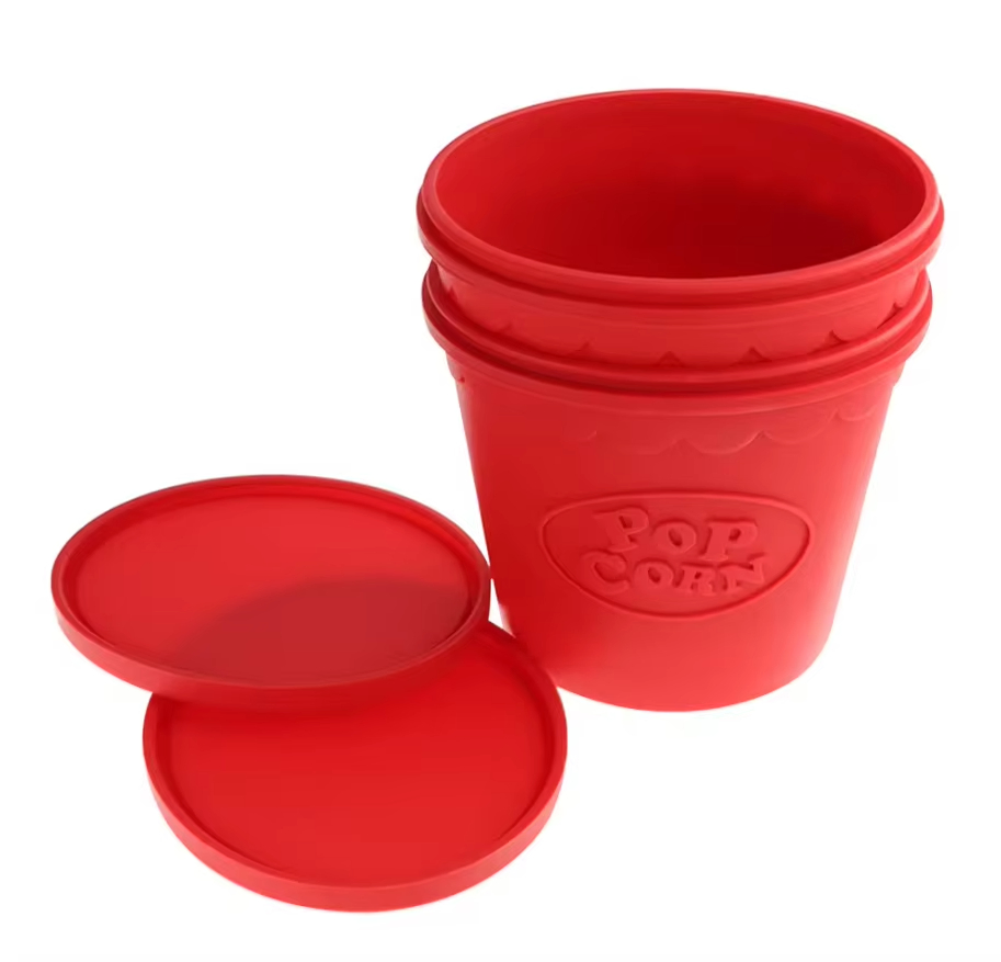 High Quality Custom Classic Style Eco-Friendly Silicone Custom Popcorn Bucket Plastic for Home Microwave Popcorn Maker Bucket