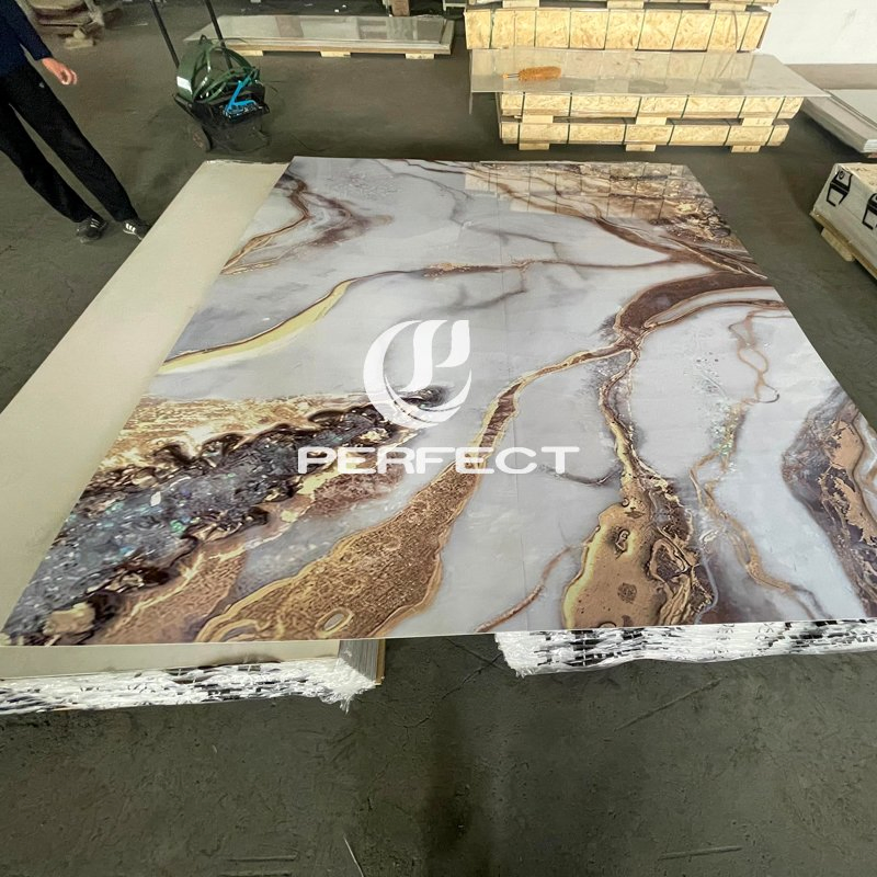 Waterproof Easy Clean PVC Marble Sheet Modern Stylish Stone Look Low Maintenance Sheet for Kitchen Backsplash Bathroom Vanity Wall Decoration