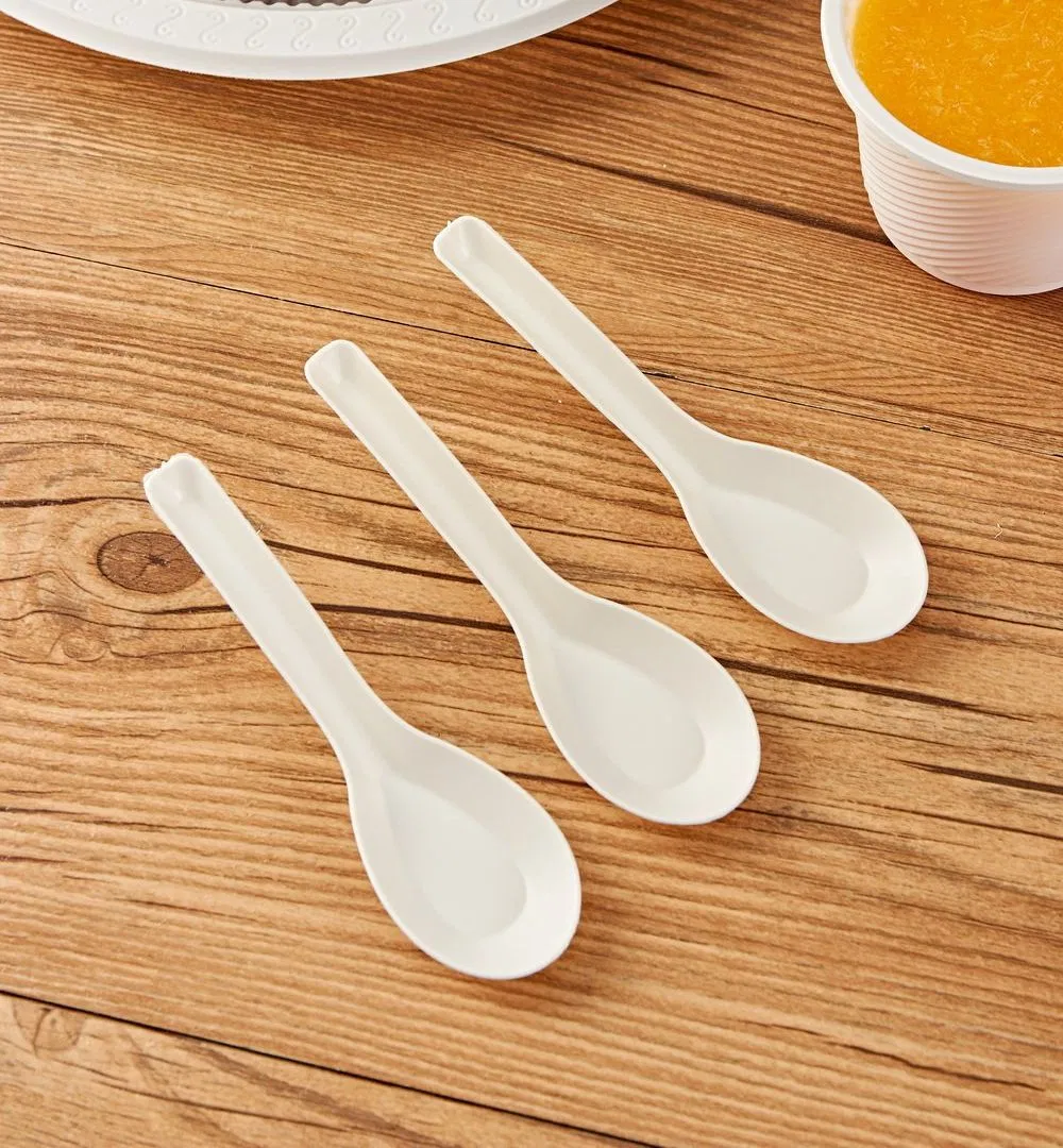 Factory Price Nature Biodegradable Eco-Friendly Disposable Cutlery Corn Starch Chinese Spoon for Soup