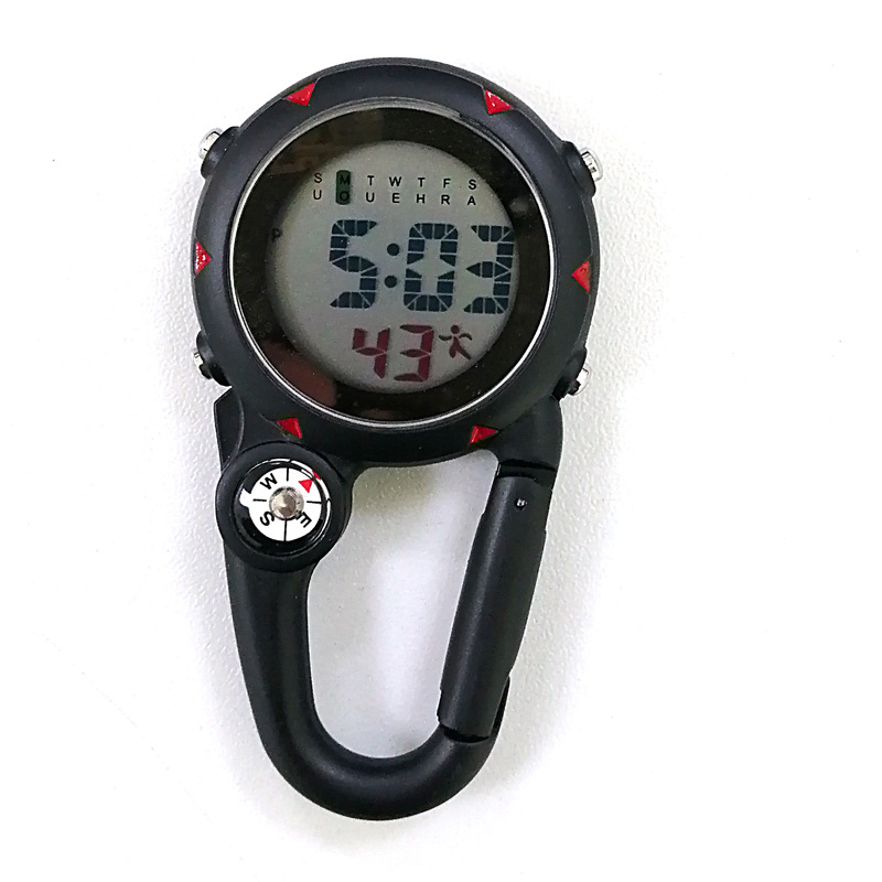 Multifunction Digital Fob Watch Mini Clip on Carabiner Watches for Outdoor