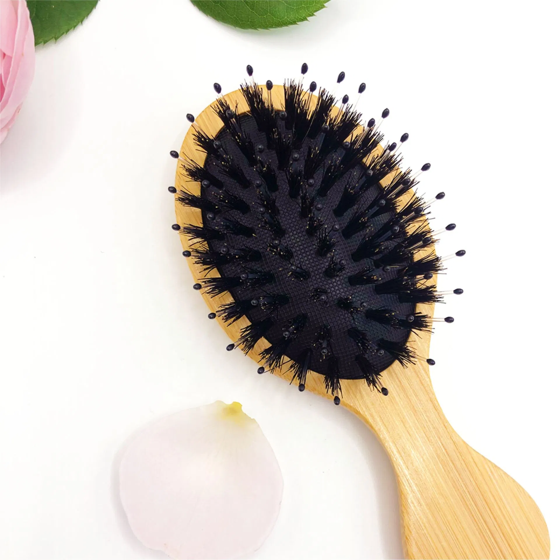 Factory Supply Custom Free Logo Boar Bristle Bamboo Hair Brush Soft Natural Bristles Brush for Thin and Fine Hair for Men Women