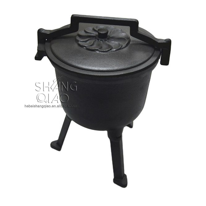 Heavy Duty Field Camping Enameled Cast Iron Pressure Cooker with Three Legs