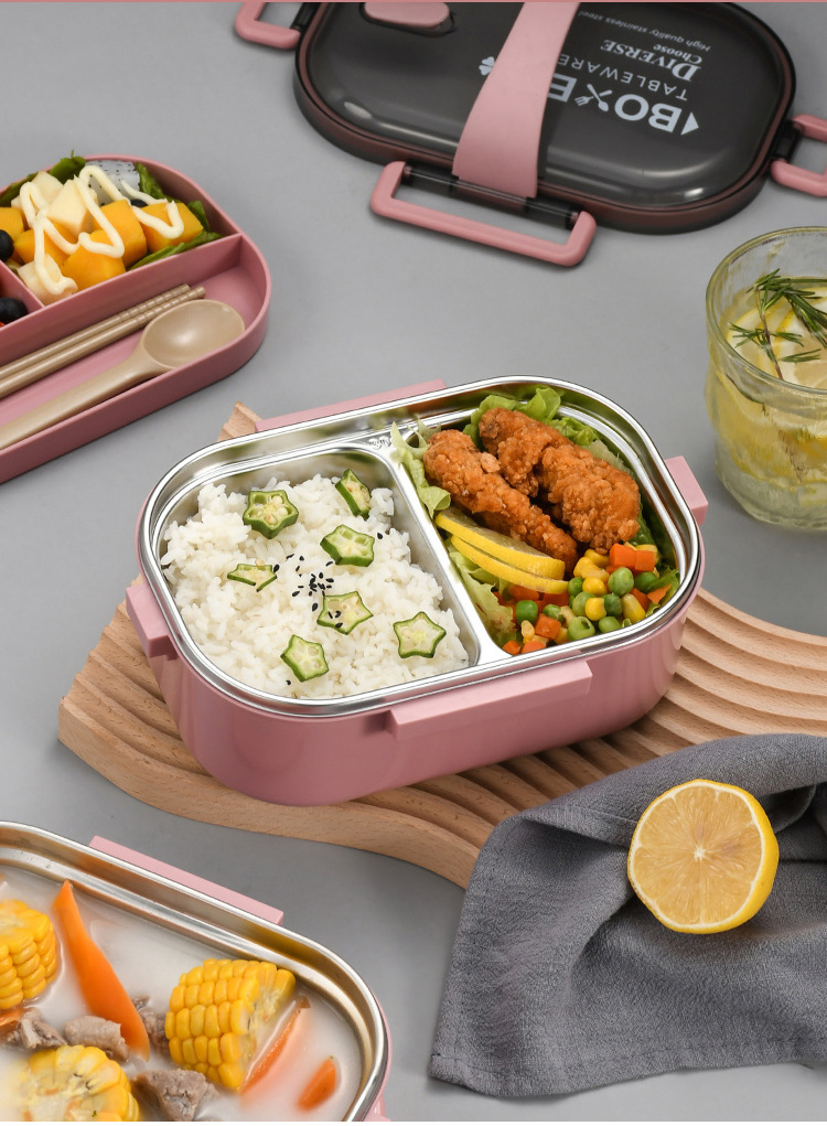 Rectangular Stainless Steel Thermal Lunch Box with a Lid