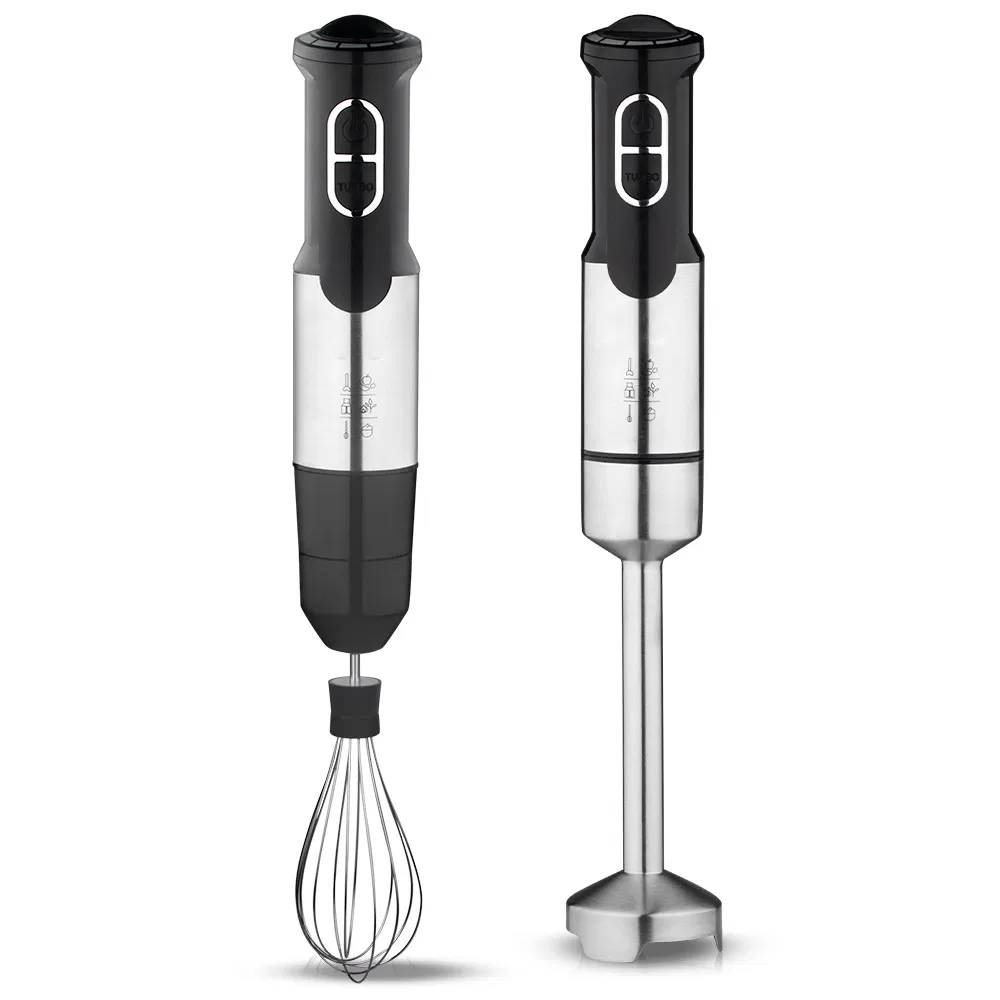 500 Watt 9-Speed Immersion Multi-Purpose Hand Blender Brushed Stainless Steel Finish with Whisk, Milk Frother Attachments, Silver