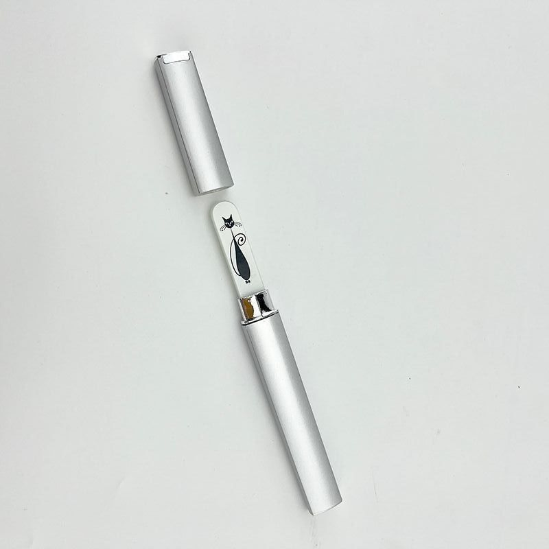 Custom Logo Portable Cute Cat Pattern White Corundum Nail Buffer File with Case