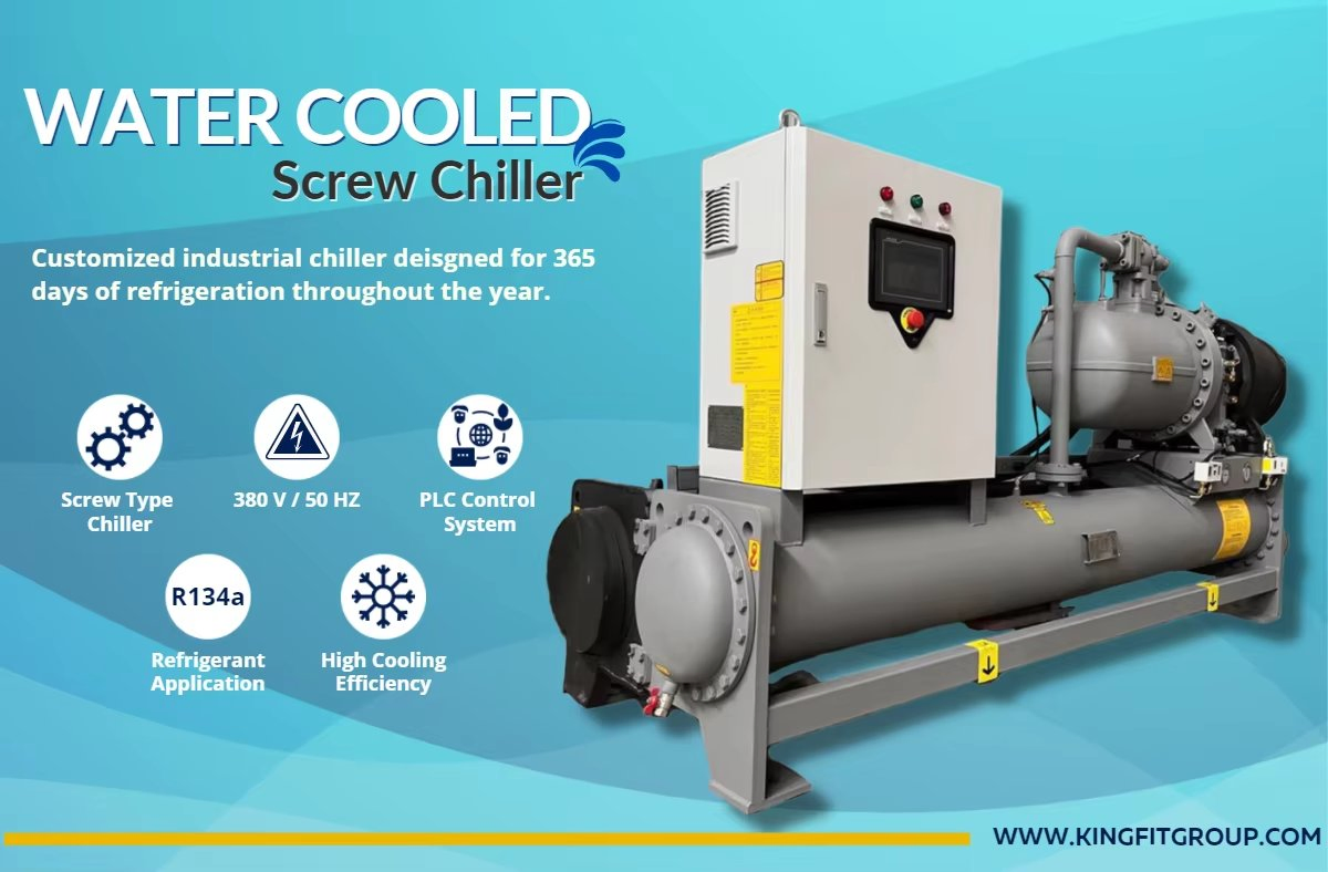 Second Generation High Efficient Heat Pump Chiller for Sale High Performance Auto-Control Industrial Water Cooling Screw Chiller High Quality Water Cooled