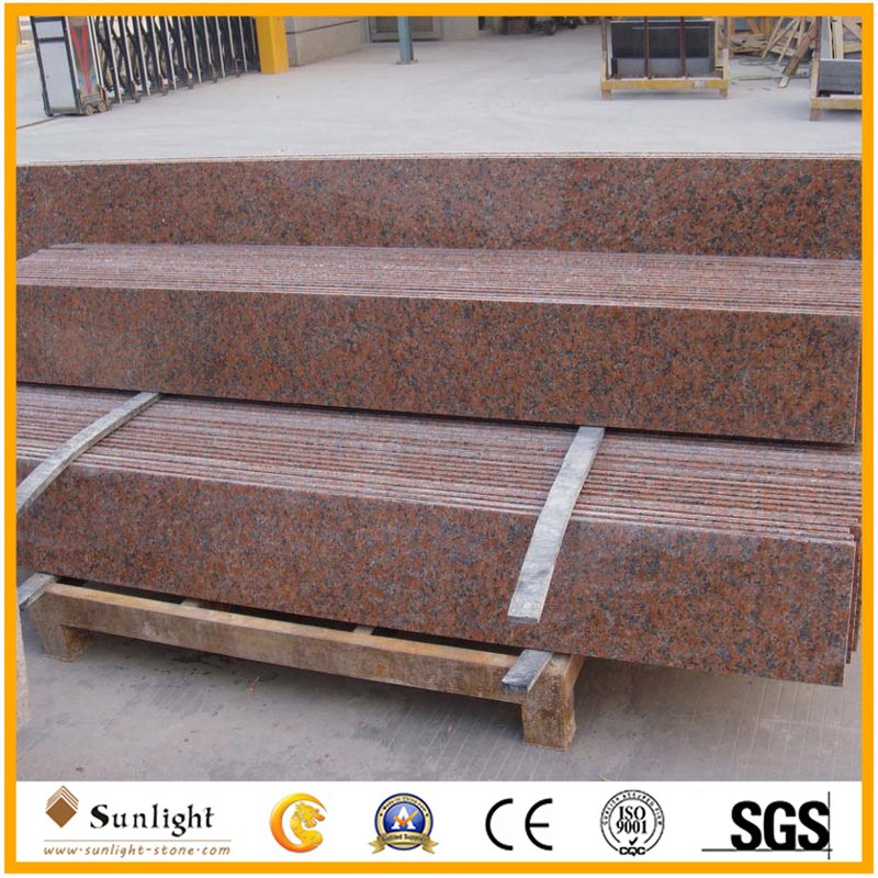 Polished Maple Red G562 Granite Risers/Stairs for Interior Decoration