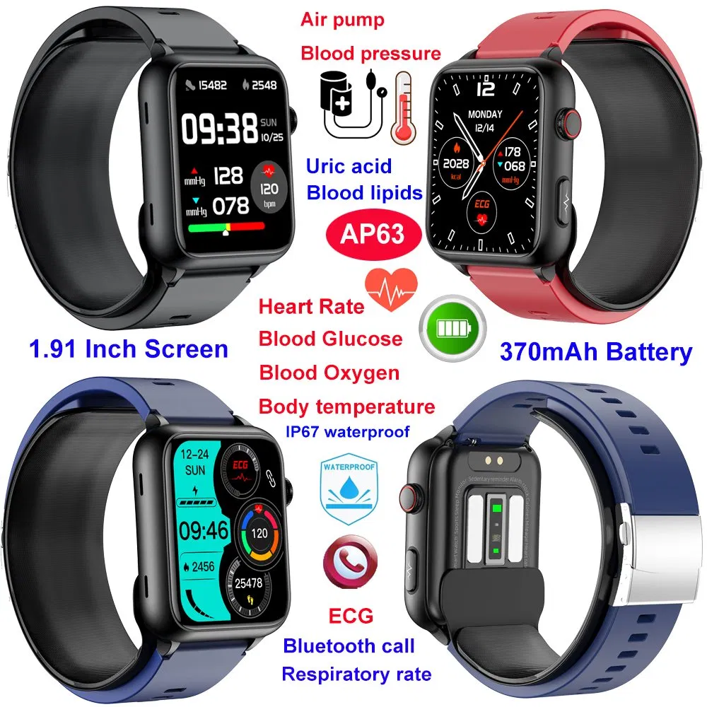 Best qaulity China factory intelligent BT wristband with ECG respiratory rate air pump BP blood lipid uric acid AP63