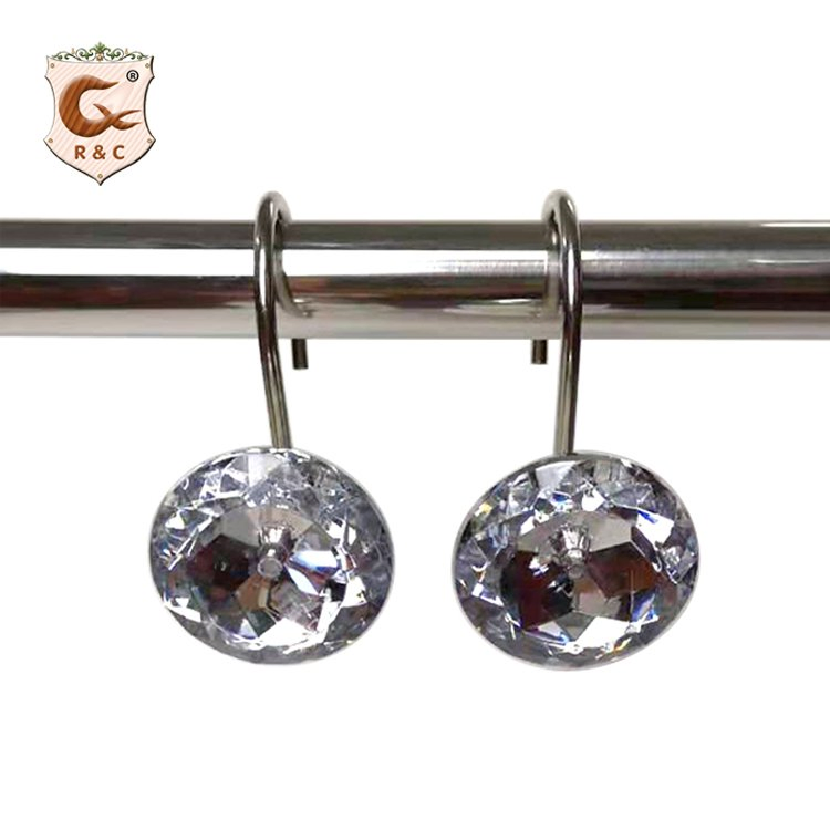 Wholesale Rust Proof Stainless Steel Acrylic Crystal Shower Curtain Hook