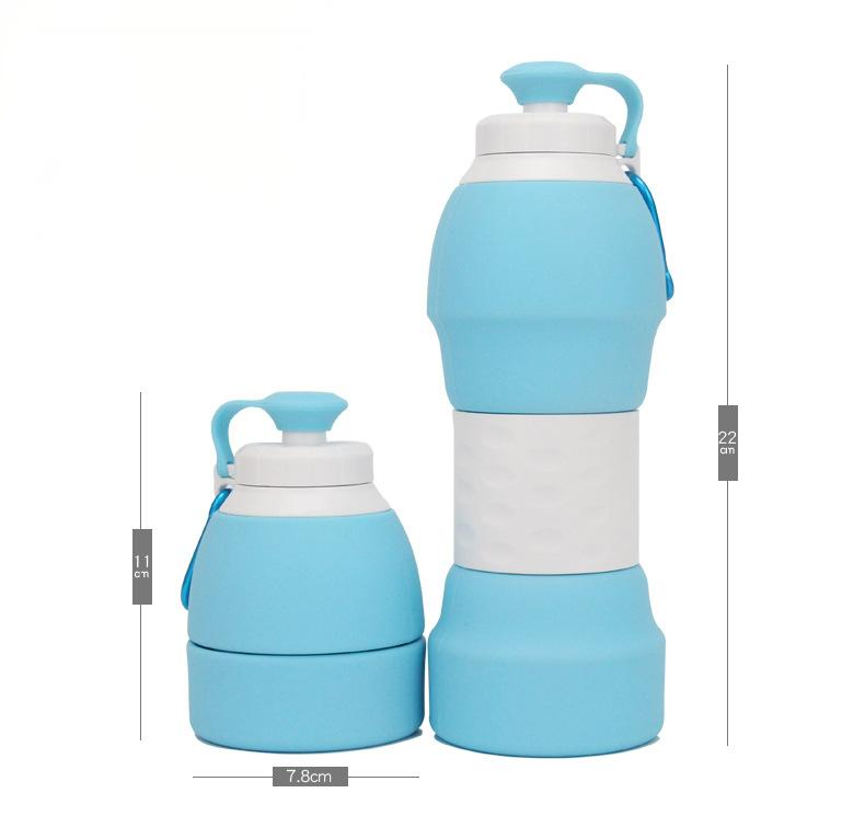 New Silicone Collapsible Sports Water Bottle, 580ml Large Capacity, Portable Silicone Water Cup for Outdoor Travel, Mountaineering and Camping