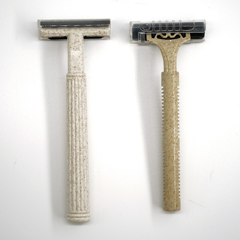 Hotel Supplies Biodegradable Disposable Razor Eco-Friendly Natural Bamboo Shaving Kit for Men
