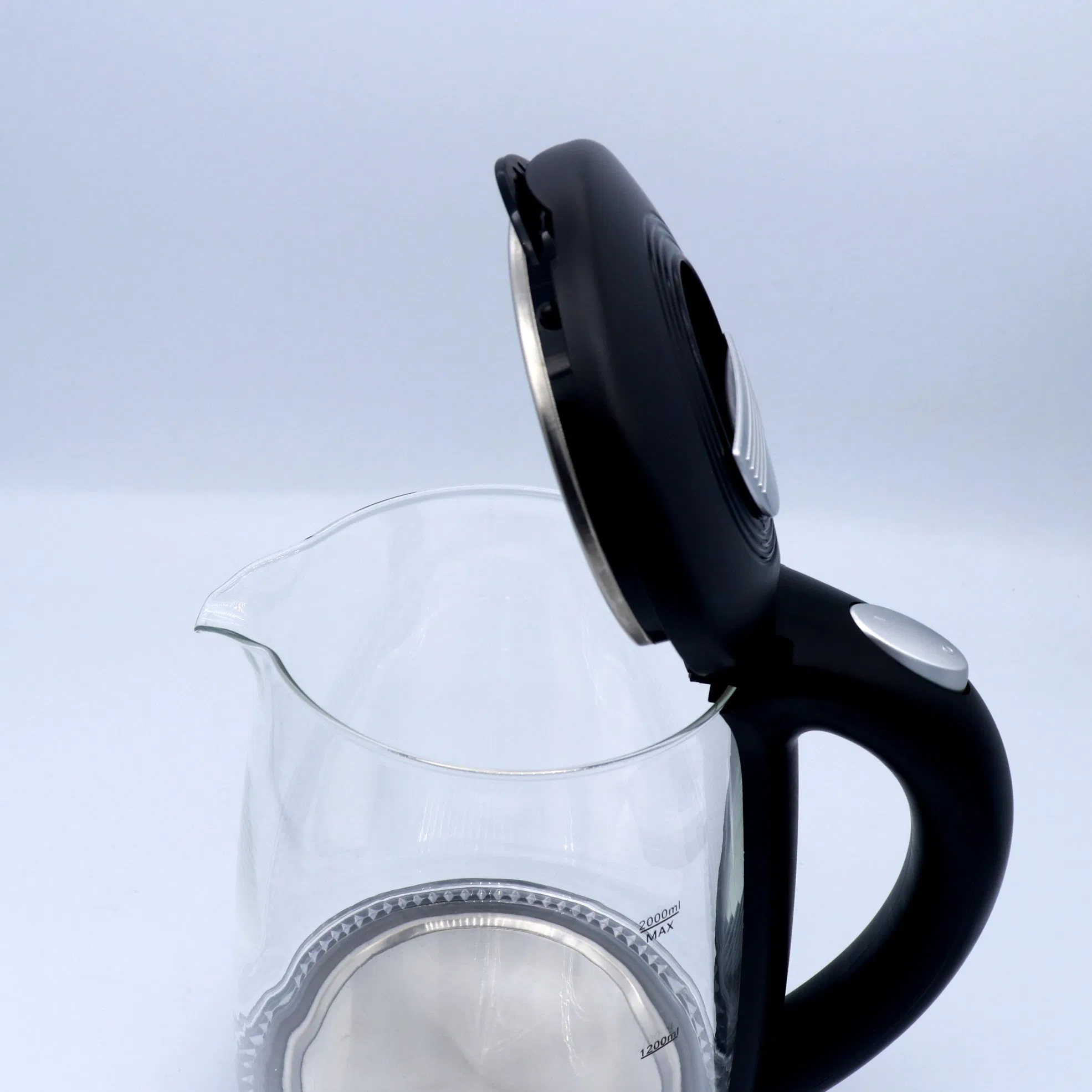 Hot Sale Glass Pot Electric Kettle with Blue LED Light