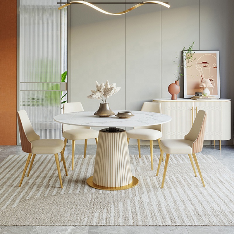 Стол обеденный круглый белый раздвижной 6-8 стульев комплект